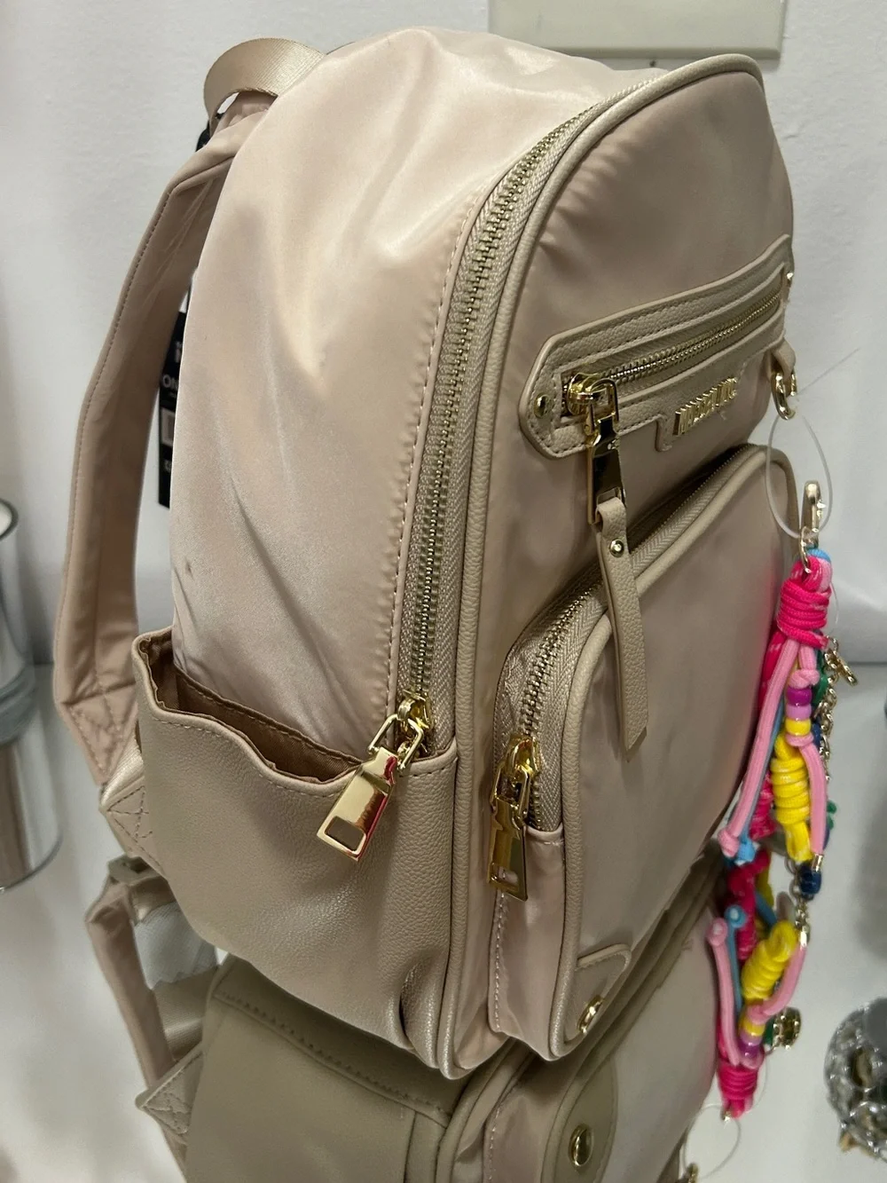 Madden NYC Mini Backpack Beige Taupe Gold Hardware NWT